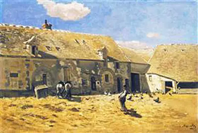 Farmyard at Chailly Claude Monet